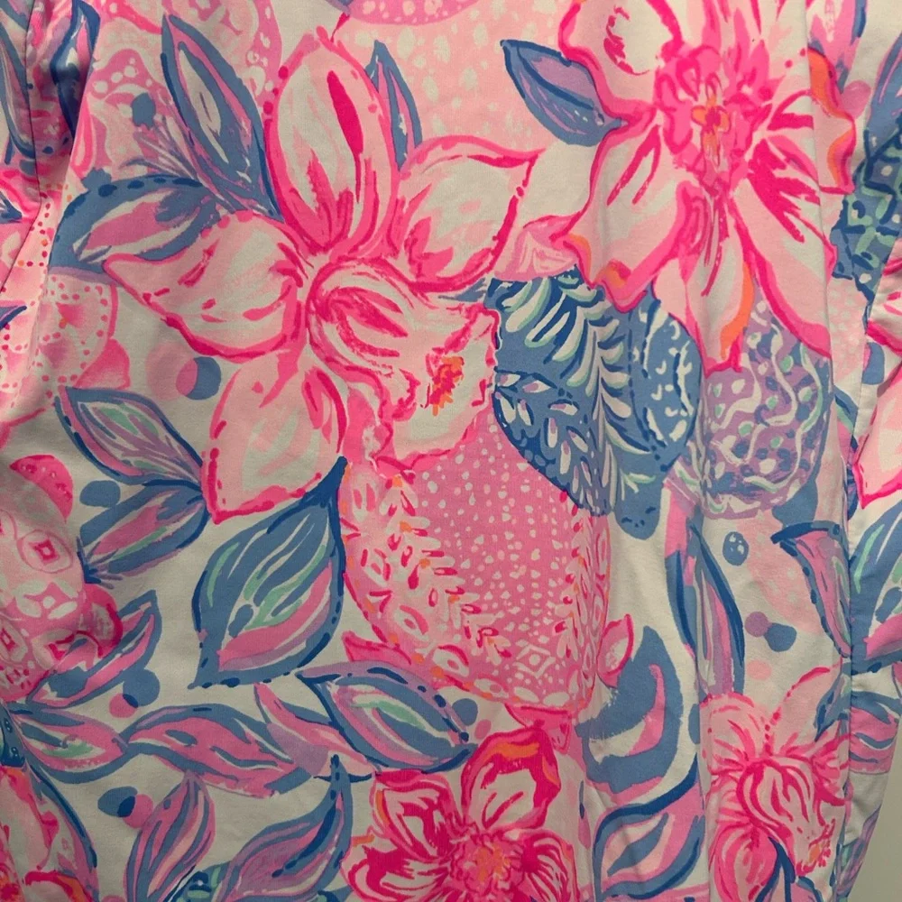 Lilly Pulitzer Women's Luxletic Tropical Floral Blouse - Pink and Blue - Picture 3 of 5